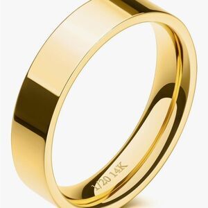 14K Gold 5mm Ring Dainty Women Pinky Band Thick Cigar Wedding Stack Unisex Lux